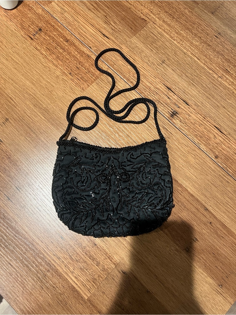 Vintage Courtenay Black Beaded Crossbody Bag - Elegant Evening Style